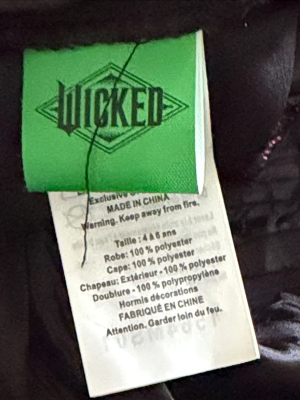 Wicked black cape Textured Long-Sleeve witches  costume  hat dress sz 4-6x new